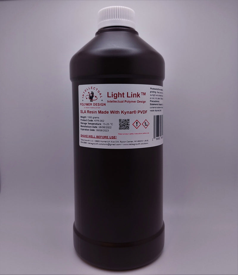 1 kg bottle of Light Link™ SLA resin made with Kynar® PVDF.