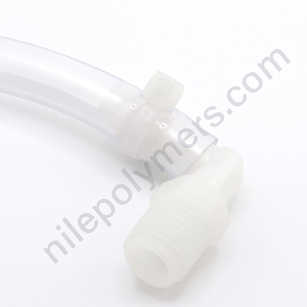 Strong-Ty cable tie connecting a fitting for 2D or 3D bioprocessing bags