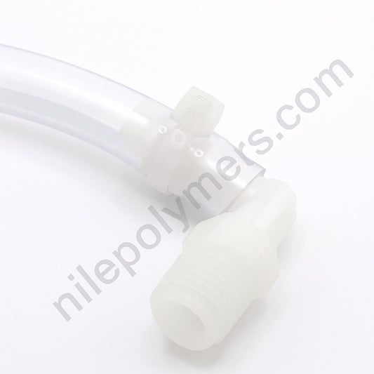 Strong-Ty cable tie connecting a fitting for 2D or 3D bioprocessing bags